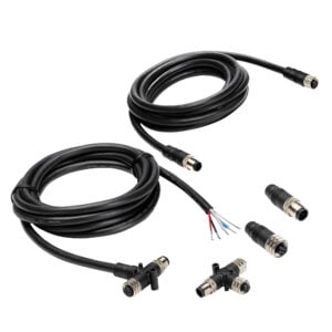 Coiled industrial cables with multi-pin connectors