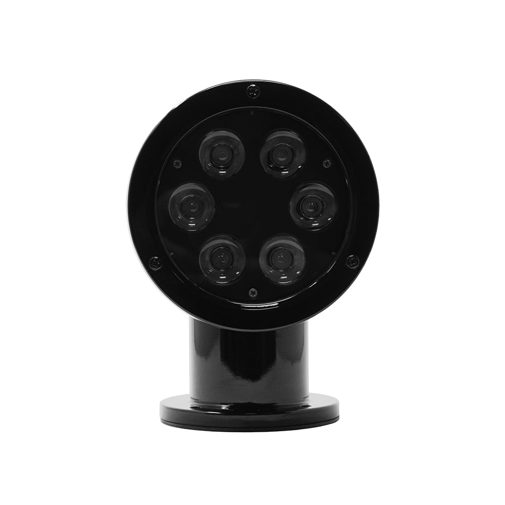 Black LED spotlight with six lights