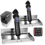Boat trim tab system with actuators and control panel