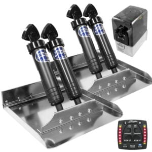 Boat trim tab system with hydraulic actuators and controls