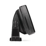 Black adjustable display stand side view
