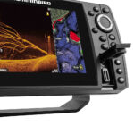 Marine fish finder with sonar and lake map display
