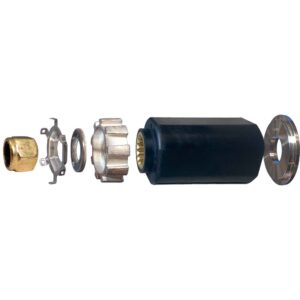 Exploded view of boat propeller hub assembly components.