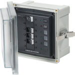 Marine AC breaker panel with open cover