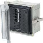 Waterproof 12V DC breaker panel with clear cover