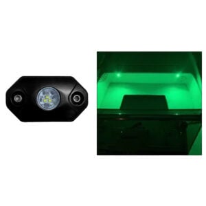 Black LED boat light and green deck glow