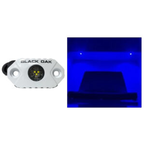 Black Oak LED light and blue boat interior