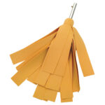 Orange cheerleader pom pom with stick handle