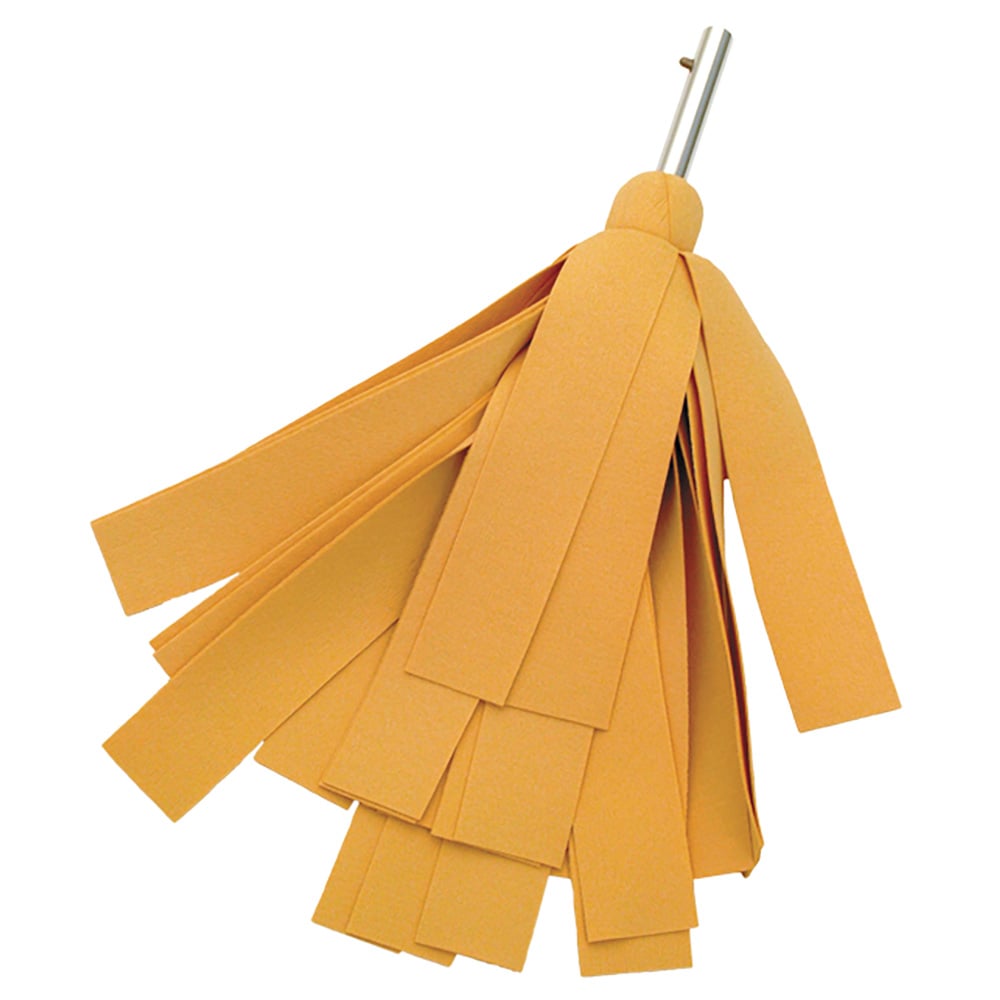 Orange cheerleader pom pom with stick handle