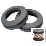 Gray plastic rope reel flanges with ridged edges