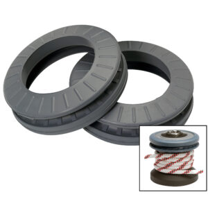 Gray industrial rope pulley rings