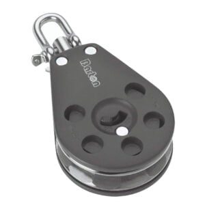 Black sailing pulley block with metal shackle