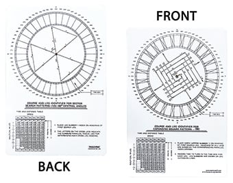 Technical diagrams labeled front and back views