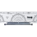 Transparent drafting ruler with protractor markings
