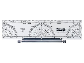 Transparent drafting ruler with protractor markings