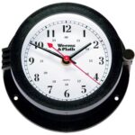 Black nautical wall clock showing 10:10