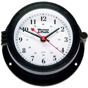 Black nautical wall clock showing 10:10