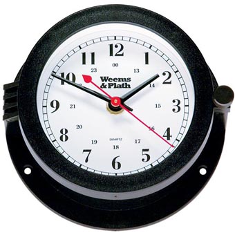Black nautical wall clock showing 10:10
