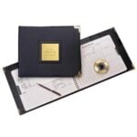 Black portfolio folder with documents and CD
