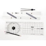 Drafting tools and architectural drawing layout on desk