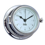 Chrome wall clock showing 10:10 time
