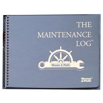 Blue spiral-bound maintenance log book cover
