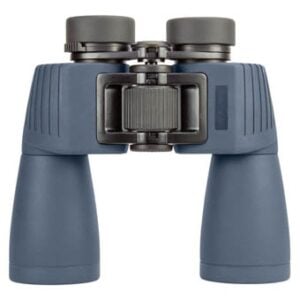 Blue binoculars isolated on white background