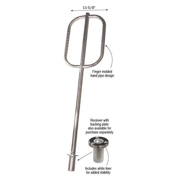 Metal handrail stake with molded finger grip