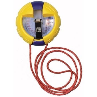 Yellow and blue chalk line reel with red string