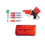 Marine emergency flare gun kit with flares