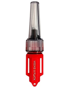Red automotive circuit tester with transparent cap