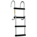 Metal above-ground pool ladder with hooks