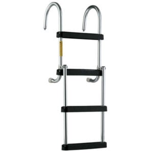 Metal above-ground pool ladder with hooks