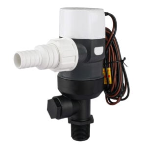 Compact electric water pump with hose connector and wiring