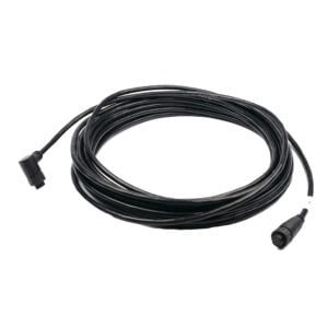 Coiled black cable with waterproof circular connectors