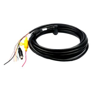 Coiled black waterproof cable with BNC and colored wire leads