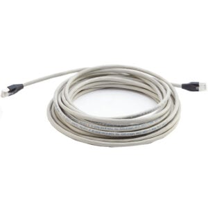 Coiled gray Ethernet cable with RJ45 connectors