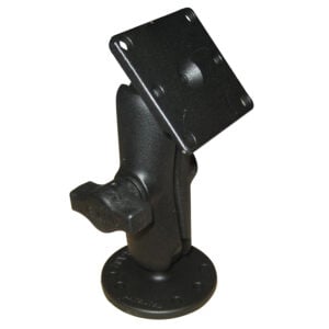 Black adjustable metal mounting bracket with square plate