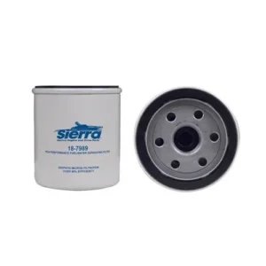 Sierra marine fuel filter shown from side and base