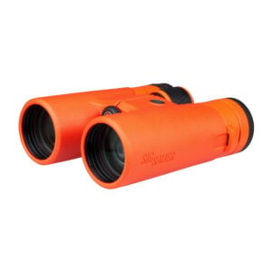 Bright orange SIG SAUER binoculars on white background